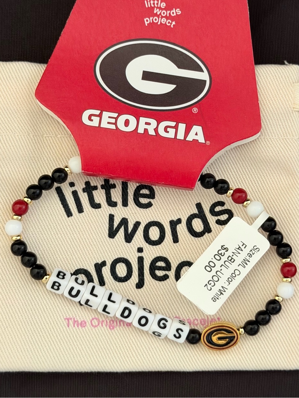 Little Words Project Georgia Bulldogs Beaded Stretch Bracelet